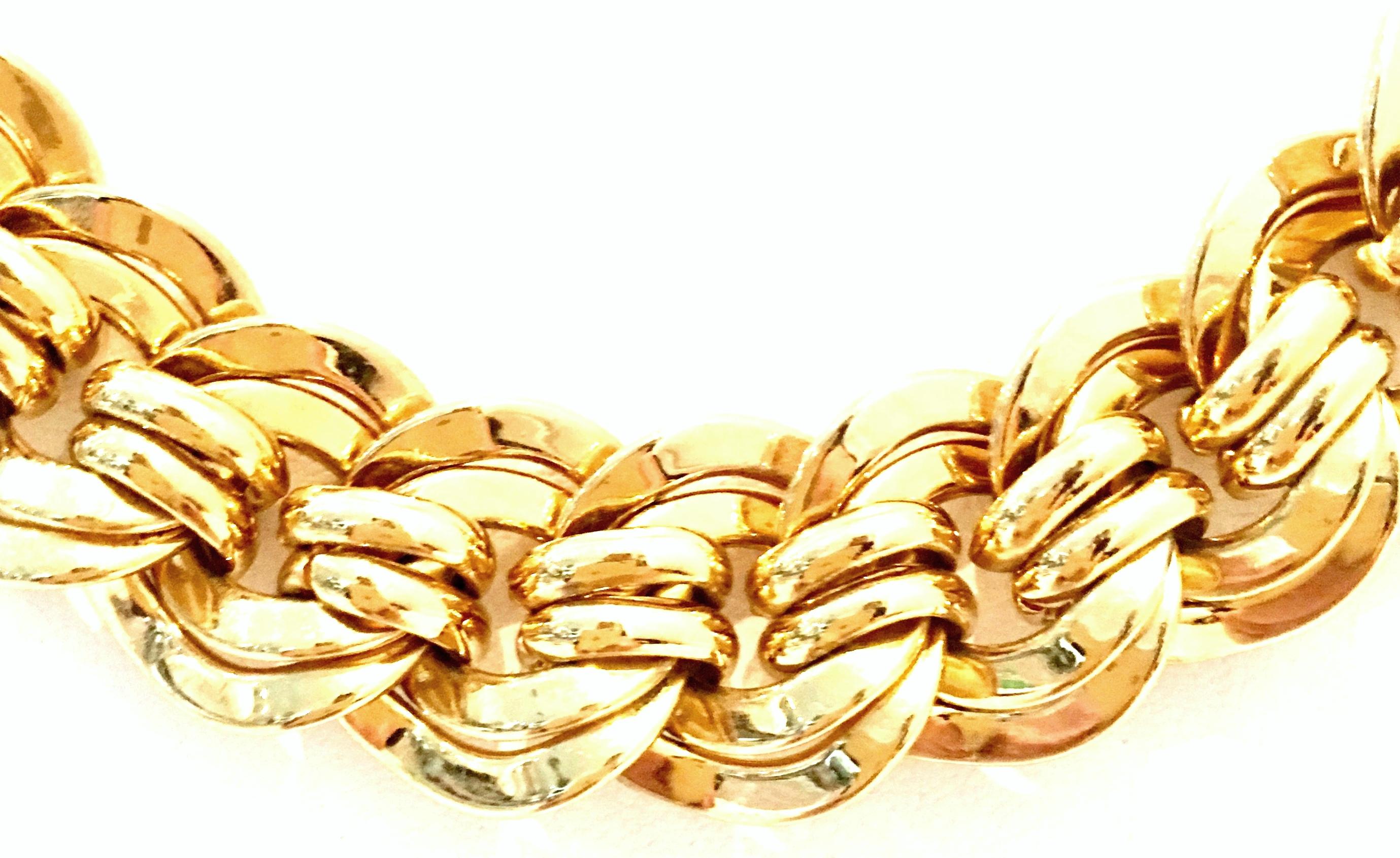20th Century Italian Gold Plate Chain Link Choker  Style Necklace By, Napier 1
