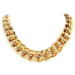 20th Century Italian Gold Plate Chain Link Choker  Style Necklace By, Napier