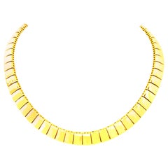 Vintage 20th Century Italian Gold Plate Link Choker Style Necklace By, Napier