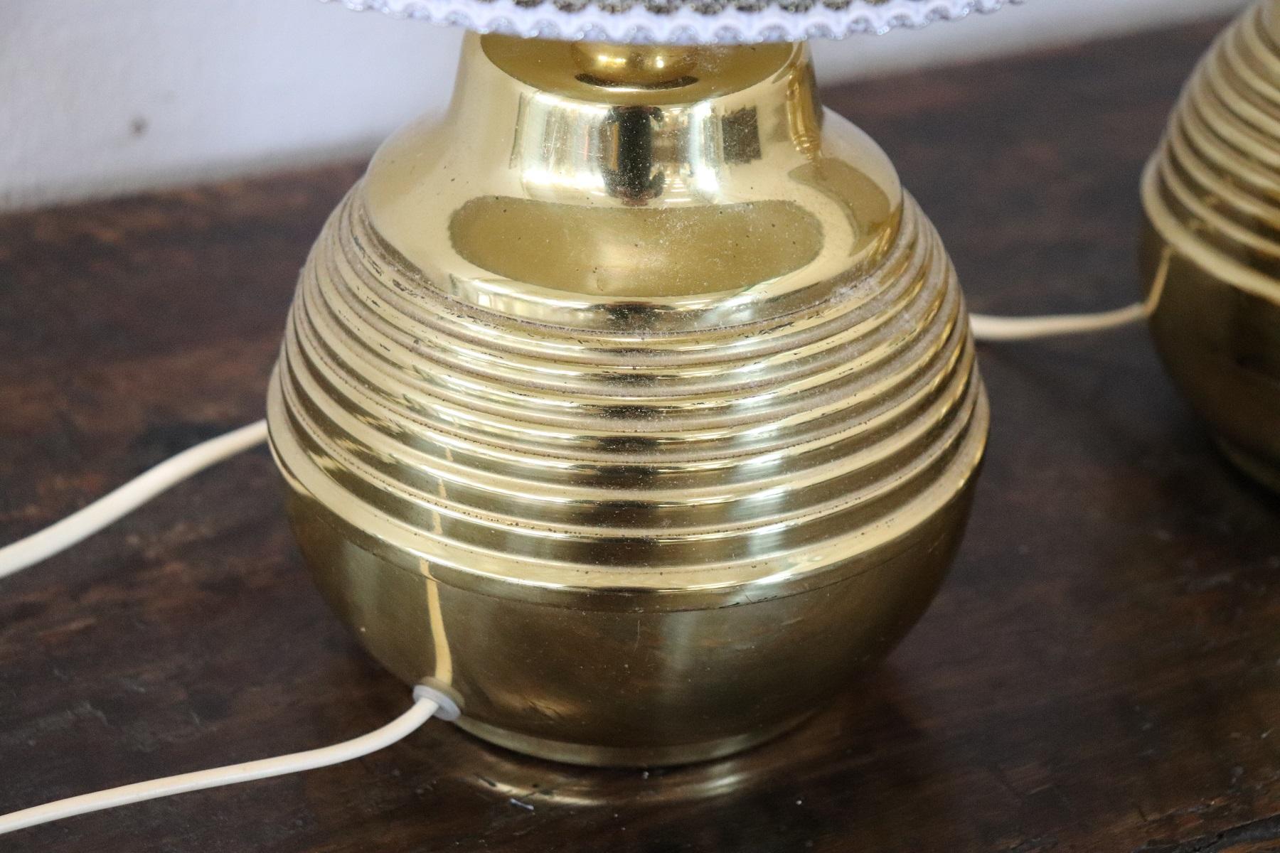 Gilt 20th Century Italian Golden Brass Pair of Table Lamp