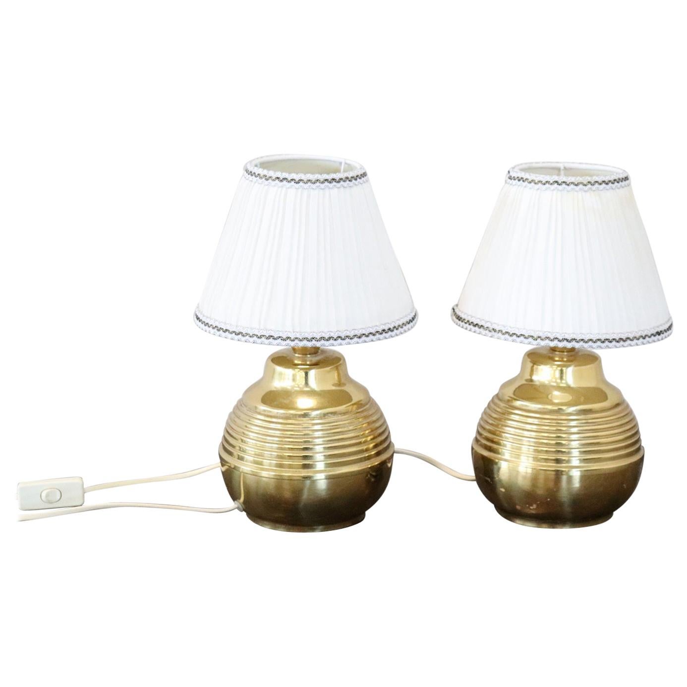 20th Century Italian Golden Brass Pair of Table Lamp