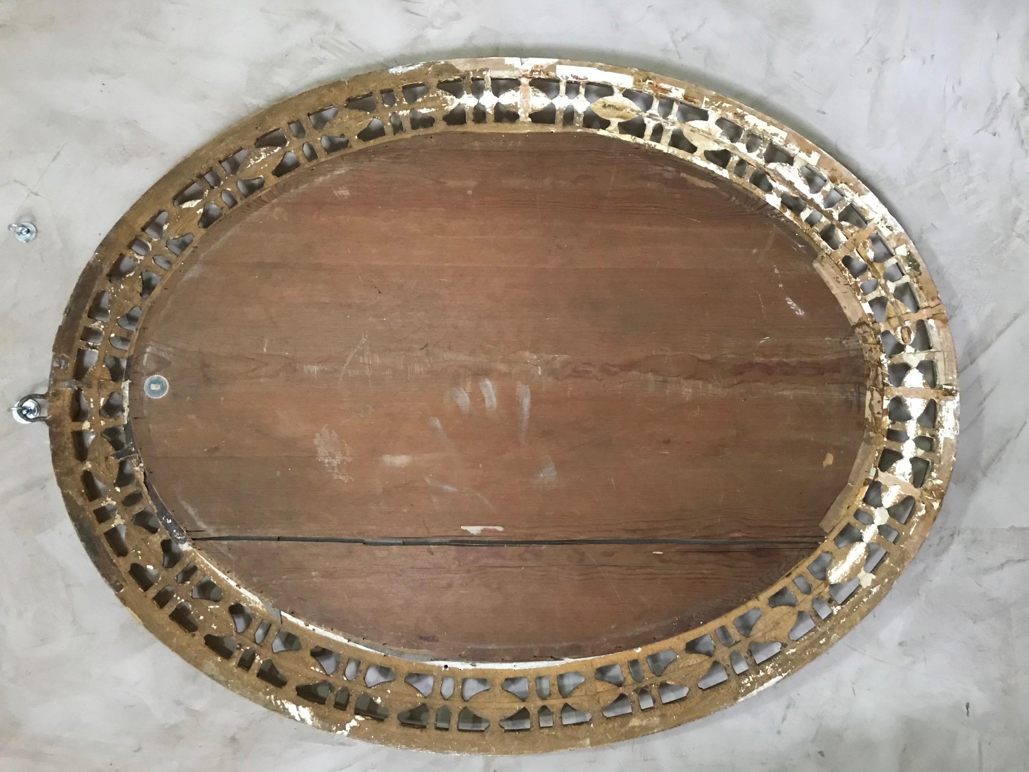20th Century Italian Golden Wood Oval Mirror, 1940s 9