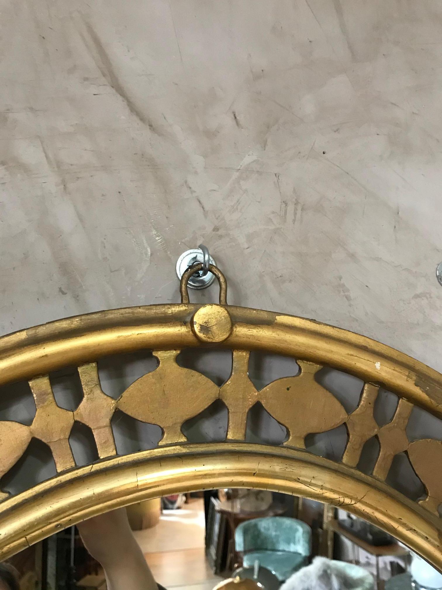 20th Century Italian Golden Wood Oval Mirror, 1940s 2