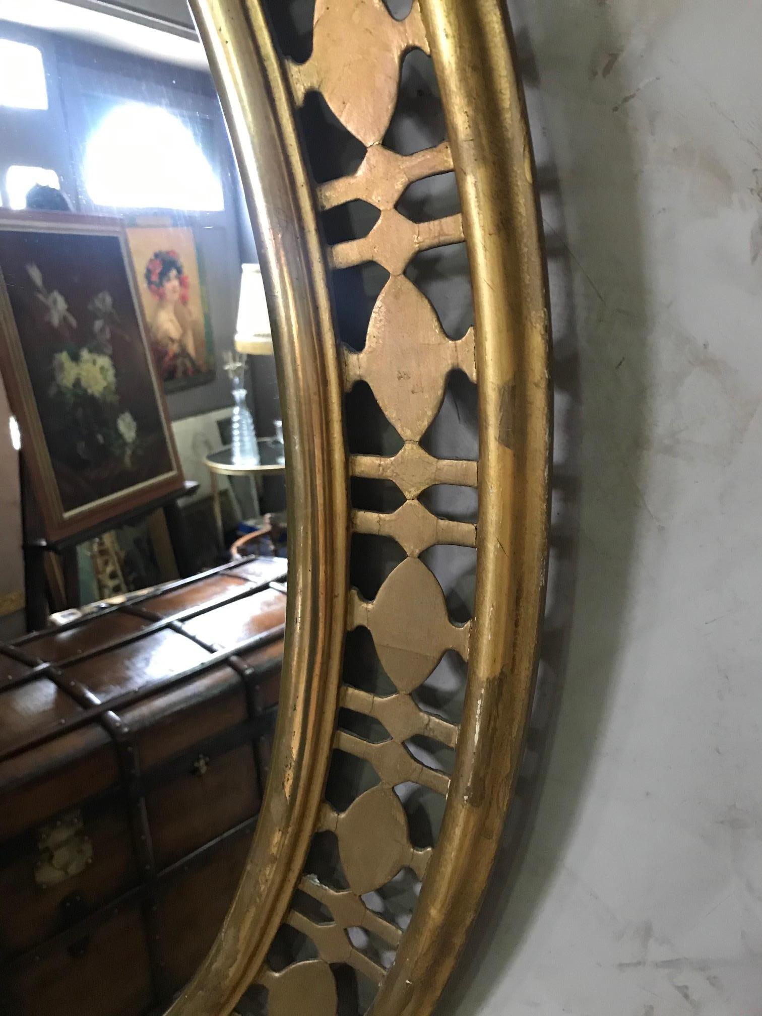20th Century Italian Golden Wood Oval Mirror, 1940s 3