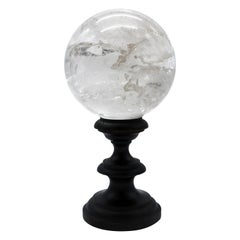20th Century Italian Grand Tour Sculpture Rock Crystal Sphere on Wood Standing