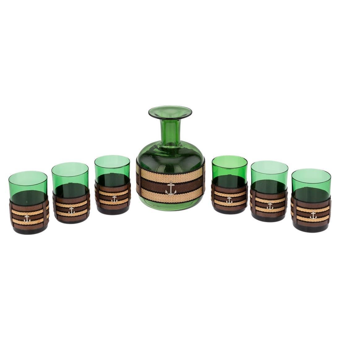 20th Century Italian Green Glass Drinking Set by Gucci