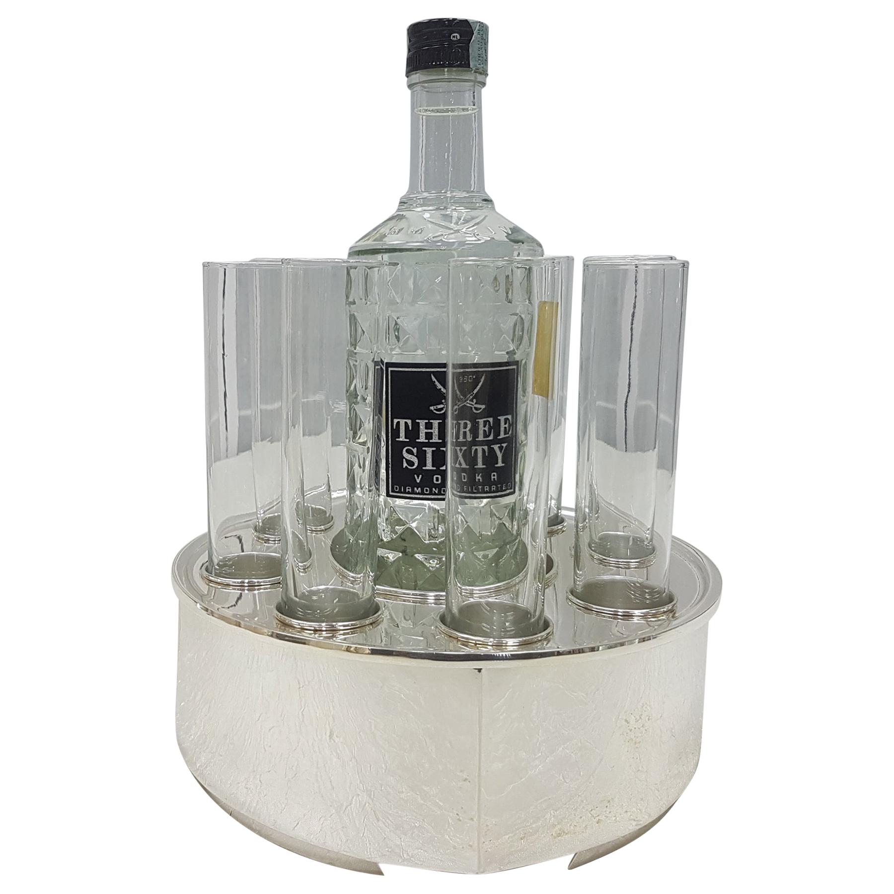 20th Century Italian Hammered Solid Silver Vodka Bucket