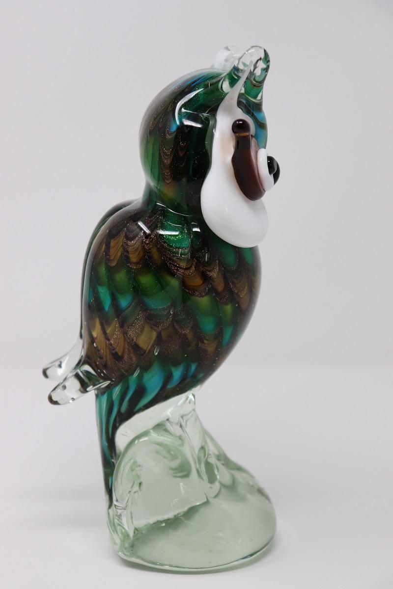 Scultura di gufo di Murano in vetro soffiato a mano del XX secolo In condizioni ottime in vendita a Casale Monferrato, IT