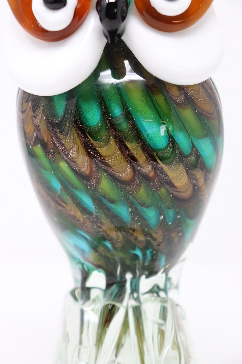 Fine XX secolo Scultura di gufo di Murano in vetro soffiato a mano del XX secolo in vendita