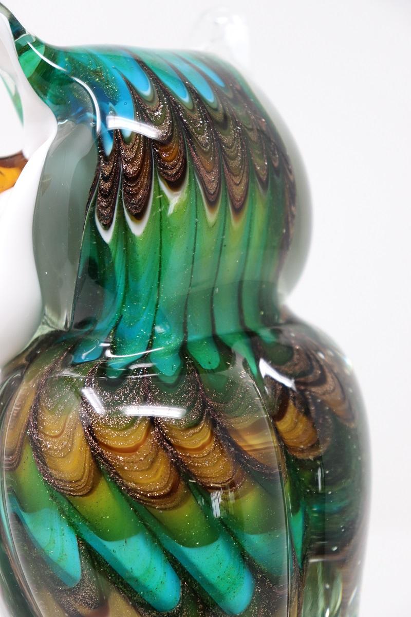 Vetro di Murano Scultura di gufo di Murano in vetro soffiato a mano del XX secolo in vendita