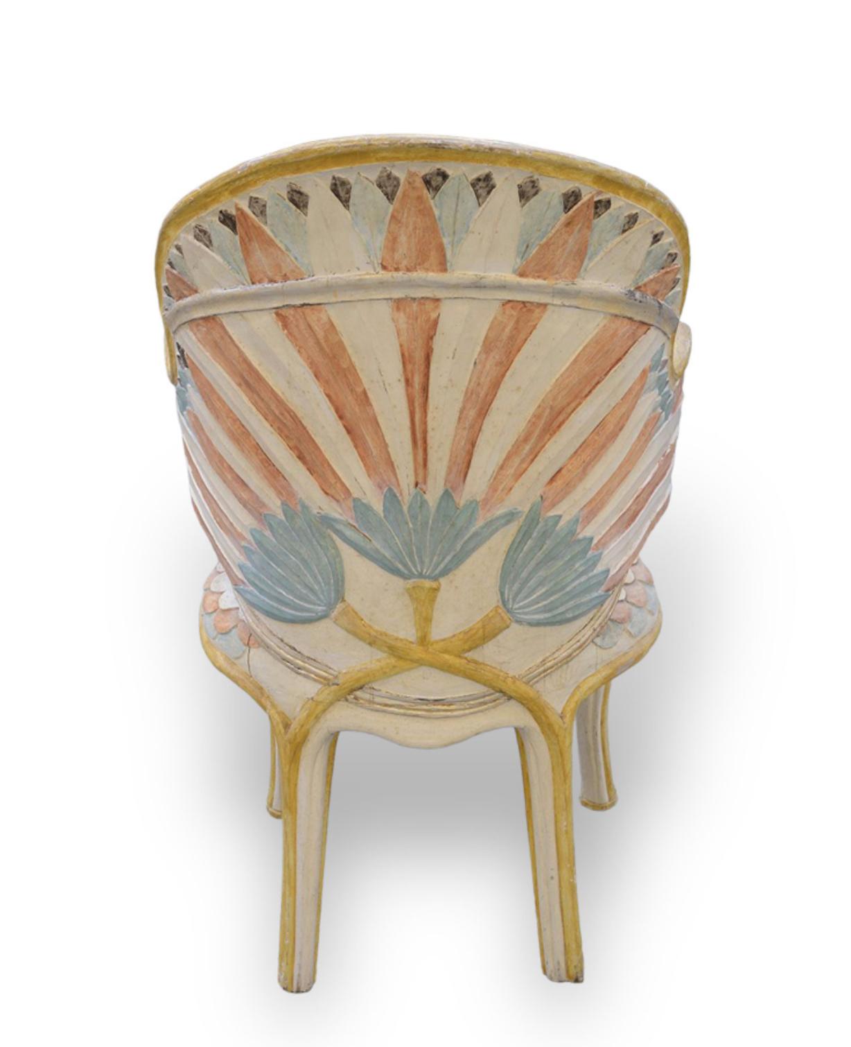 Wood 20th Century Italian Hand Carved and Hand Painted Colourful Chair For Sale