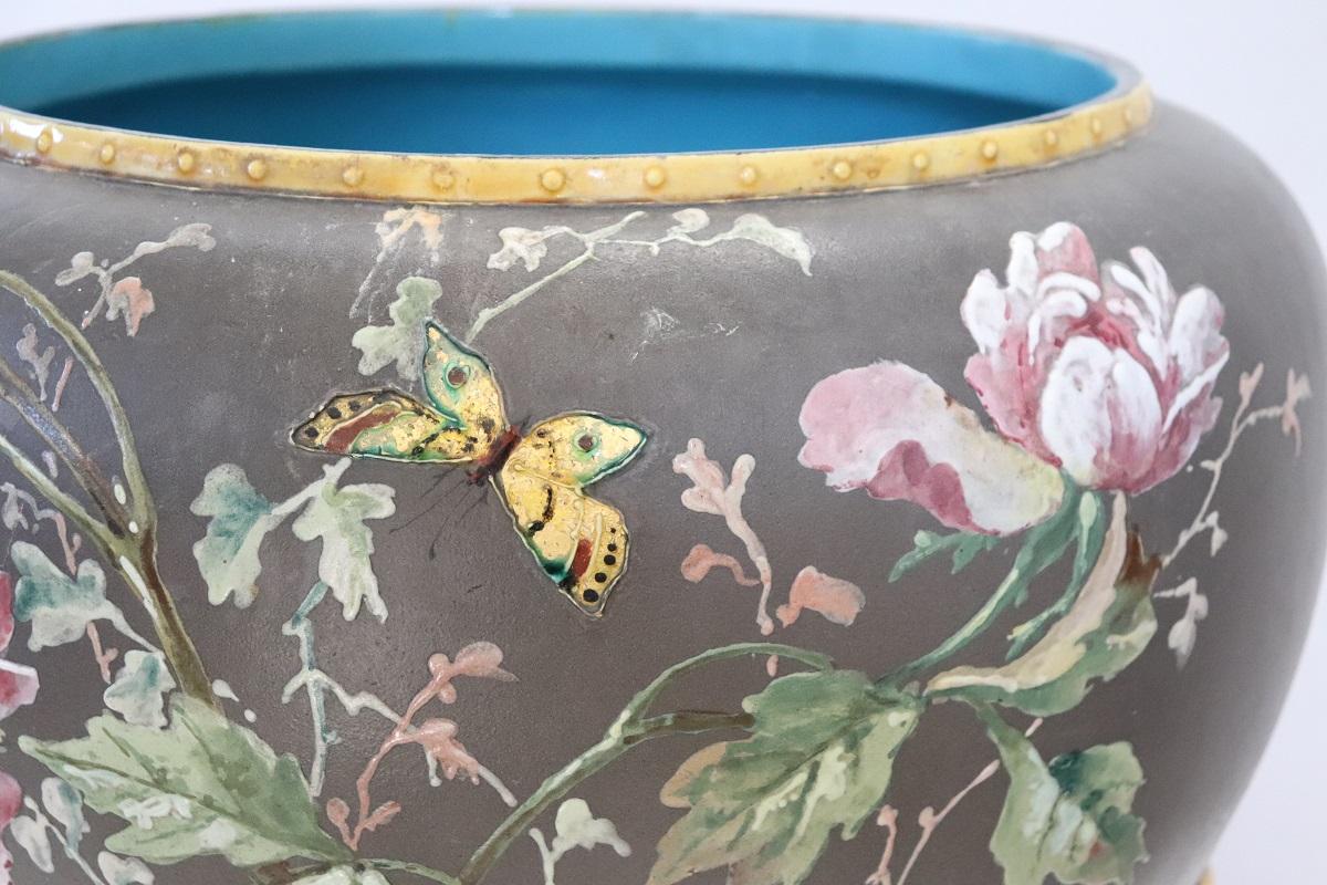20th Century Italian Hand Painted Ceramic Vase For Sale 5