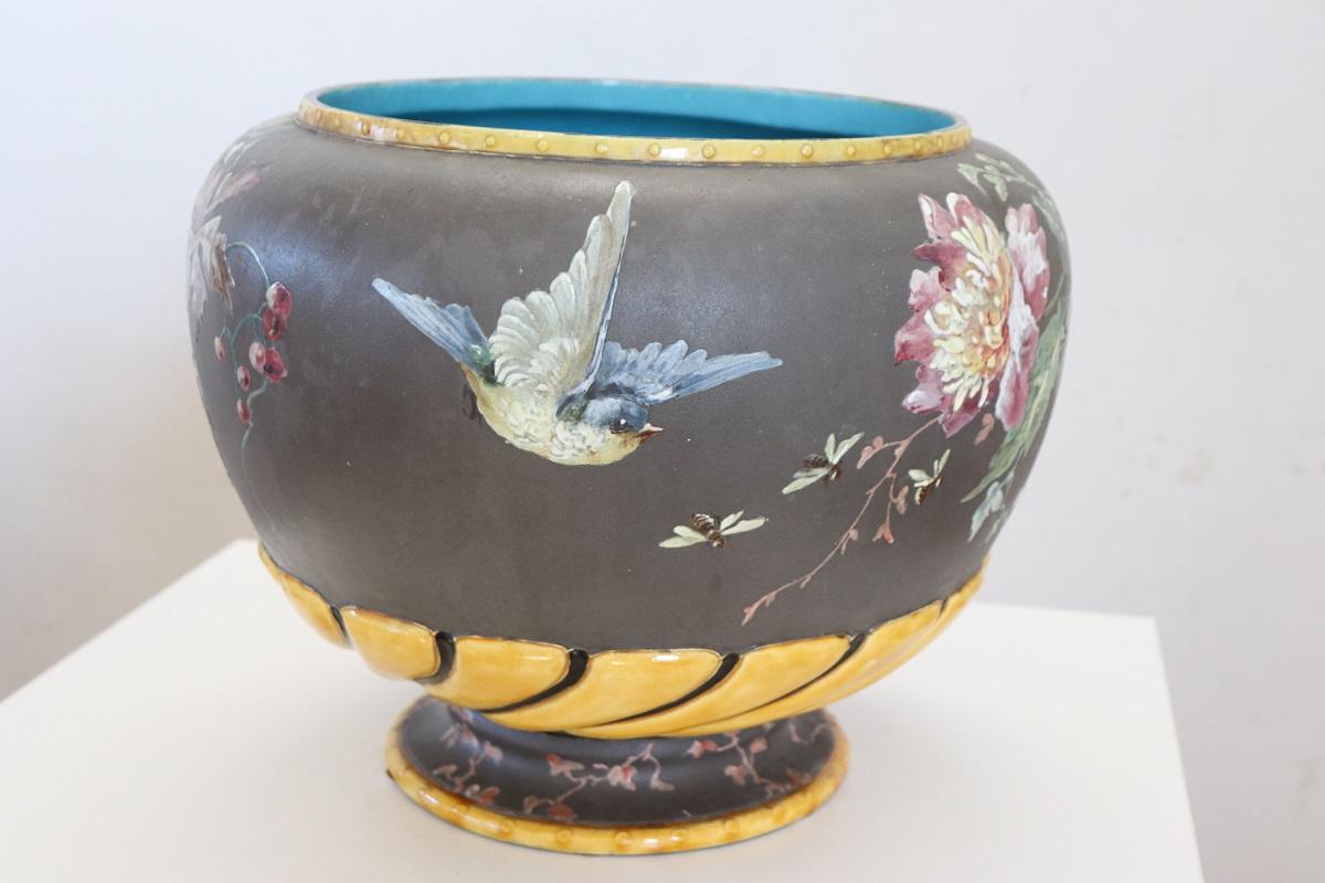 Late 20th Century 20th Century Italian Hand Painted Ceramic Vase For Sale