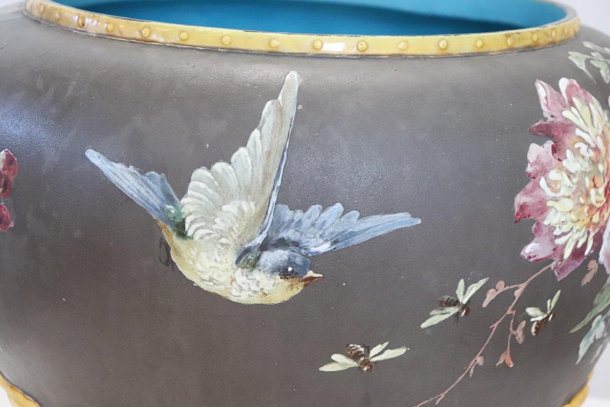 20th Century Italian Hand Painted Ceramic Vase For Sale 1