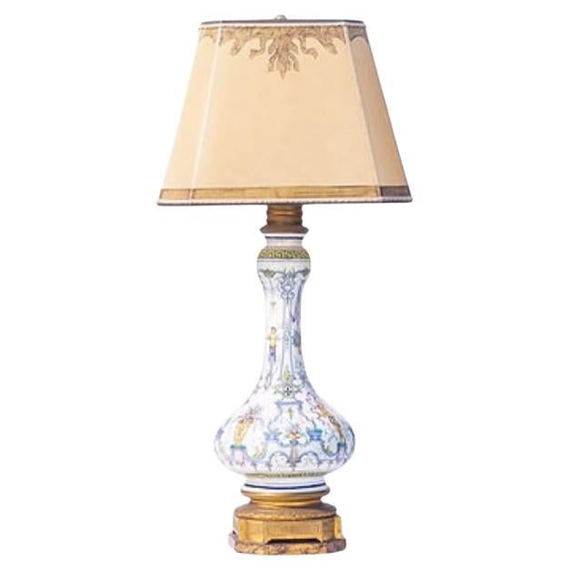 Lampe italienne du 20ème siècle peinte à la main et montée sur bronze