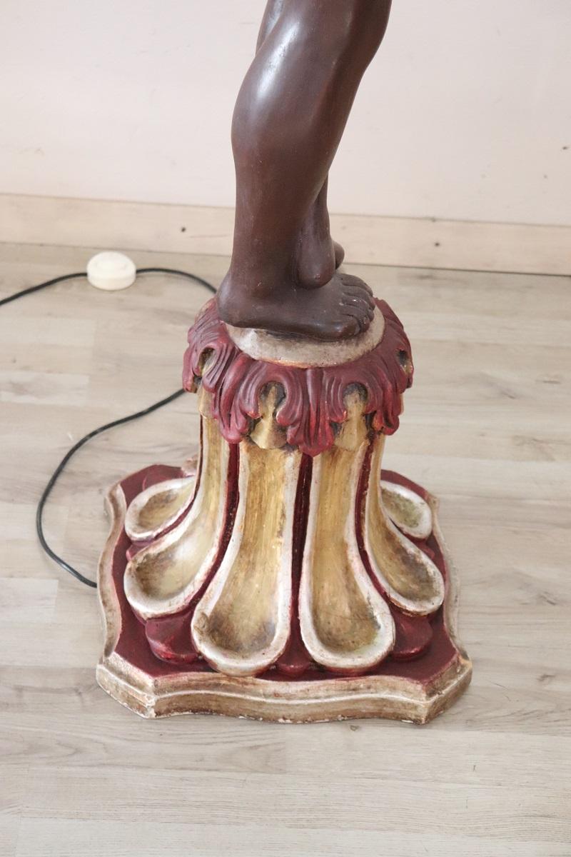 20th Century Italian Hand Painted Wood Venetian Moor Floor Lamp with 10 Bulbs 7