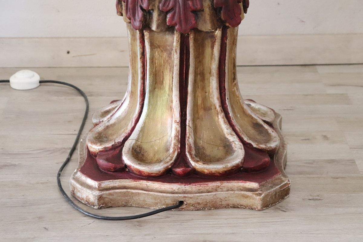 20th Century Italian Hand Painted Wood Venetian Moor Floor Lamp with 10 Bulbs 12
