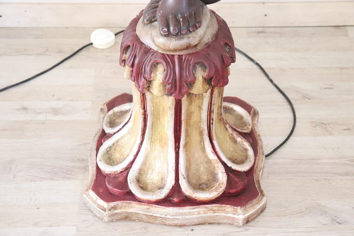 20th Century Italian Hand Painted Wood Venetian Moor Floor Lamp with 10 Bulbs 2