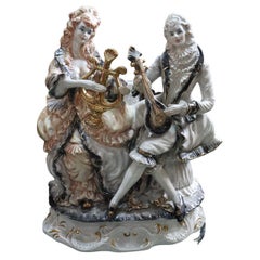 20th Century Italian Hand Pianted Porcelain Sculpture by Capodimonte