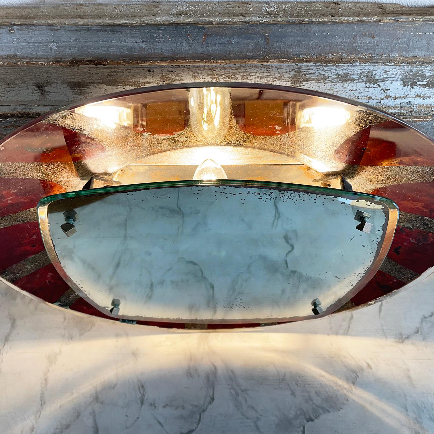 20th Century Italian Illuminated Glass Wall Mirror by Santambrogio & De Berti In Good Condition For Sale In West Palm Beach, FL