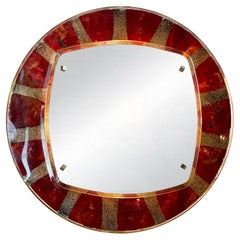 Miroir mural en verre illuminé italien du 20e siècle par Santambrogio & De Berti