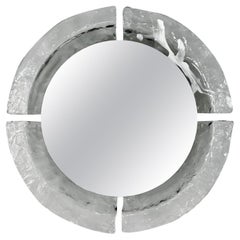 20th Century Italian Illuminated Round Murano Glass Wall Mirror by Mazzega