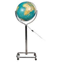 20th Century Italian Illuminating Globe On A Chrome Stand, c.1980