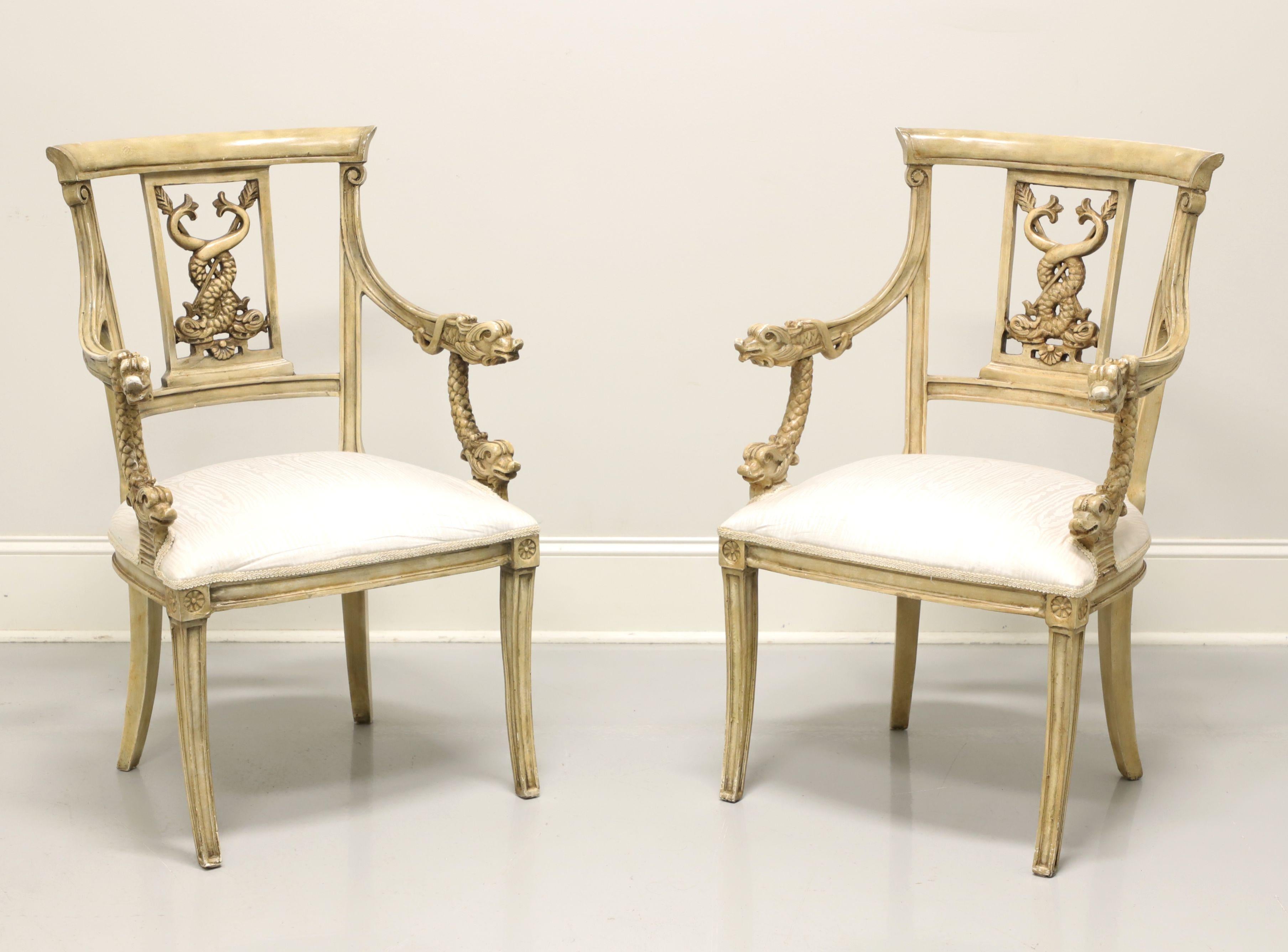 20th Century Italian Impero Style Serpent Head Armchairs - Pair For Sale 5