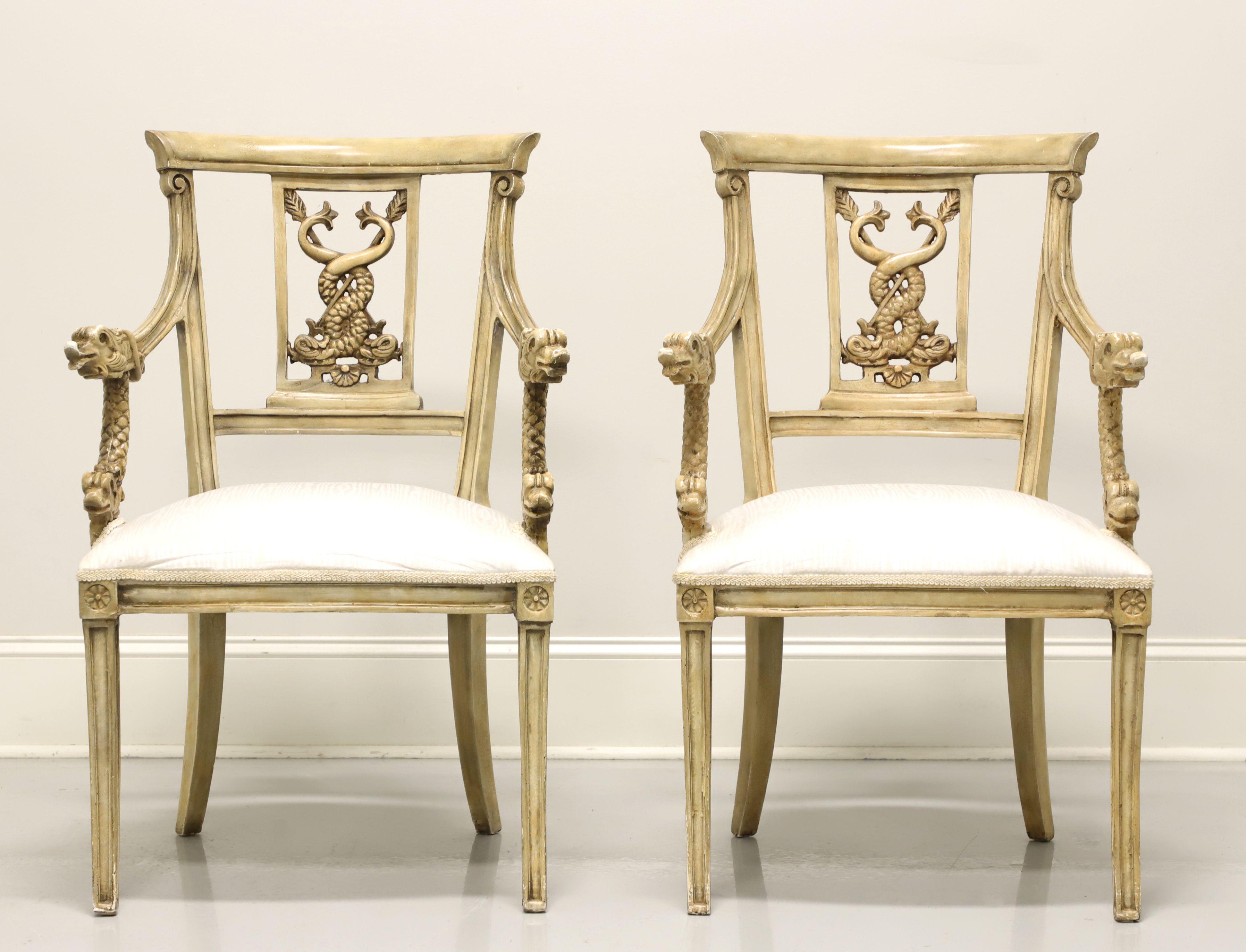 Other 20th Century Italian Impero Style Serpent Head Armchairs - Pair For Sale