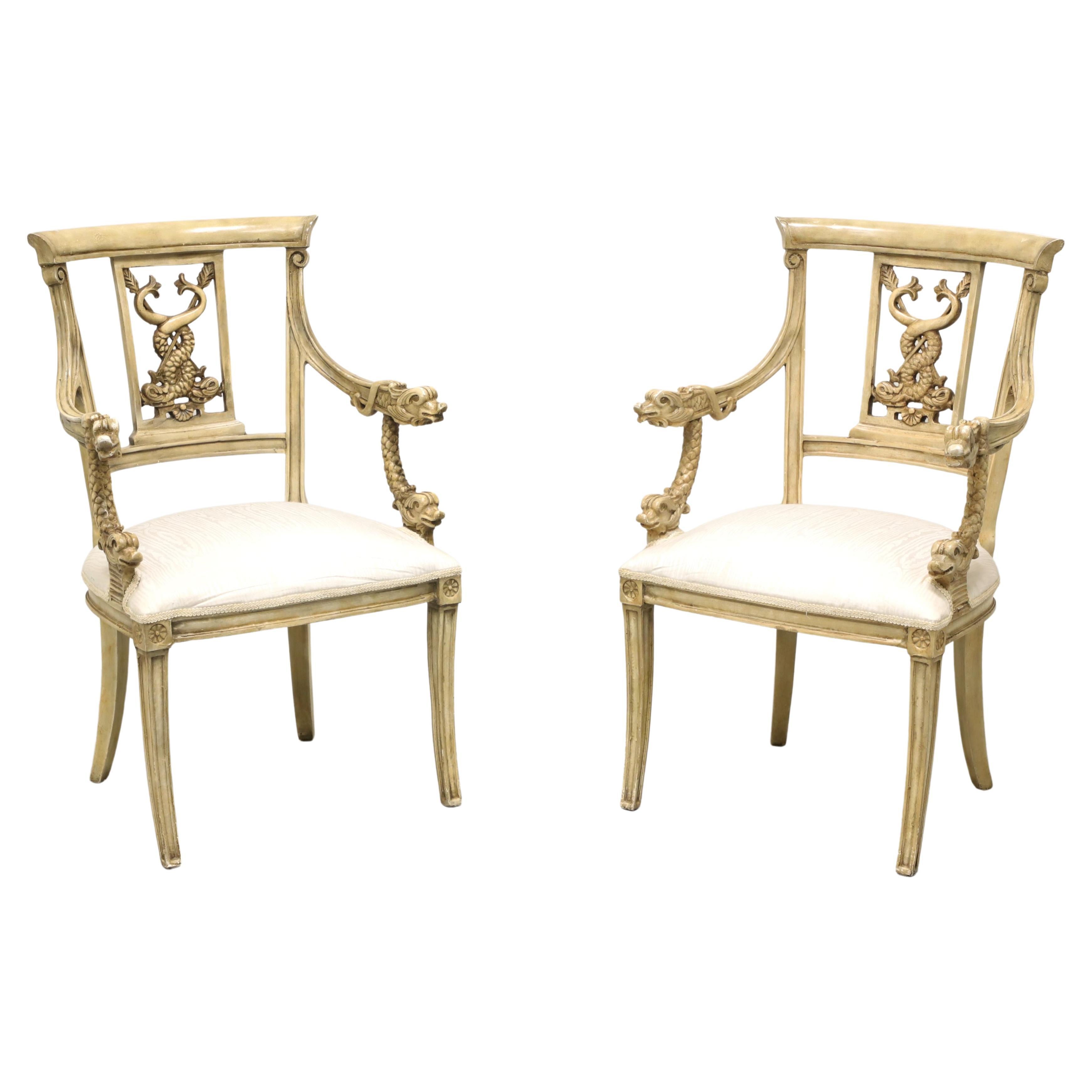 20th Century Italian Impero Style Serpent Head Armchairs - Pair For Sale