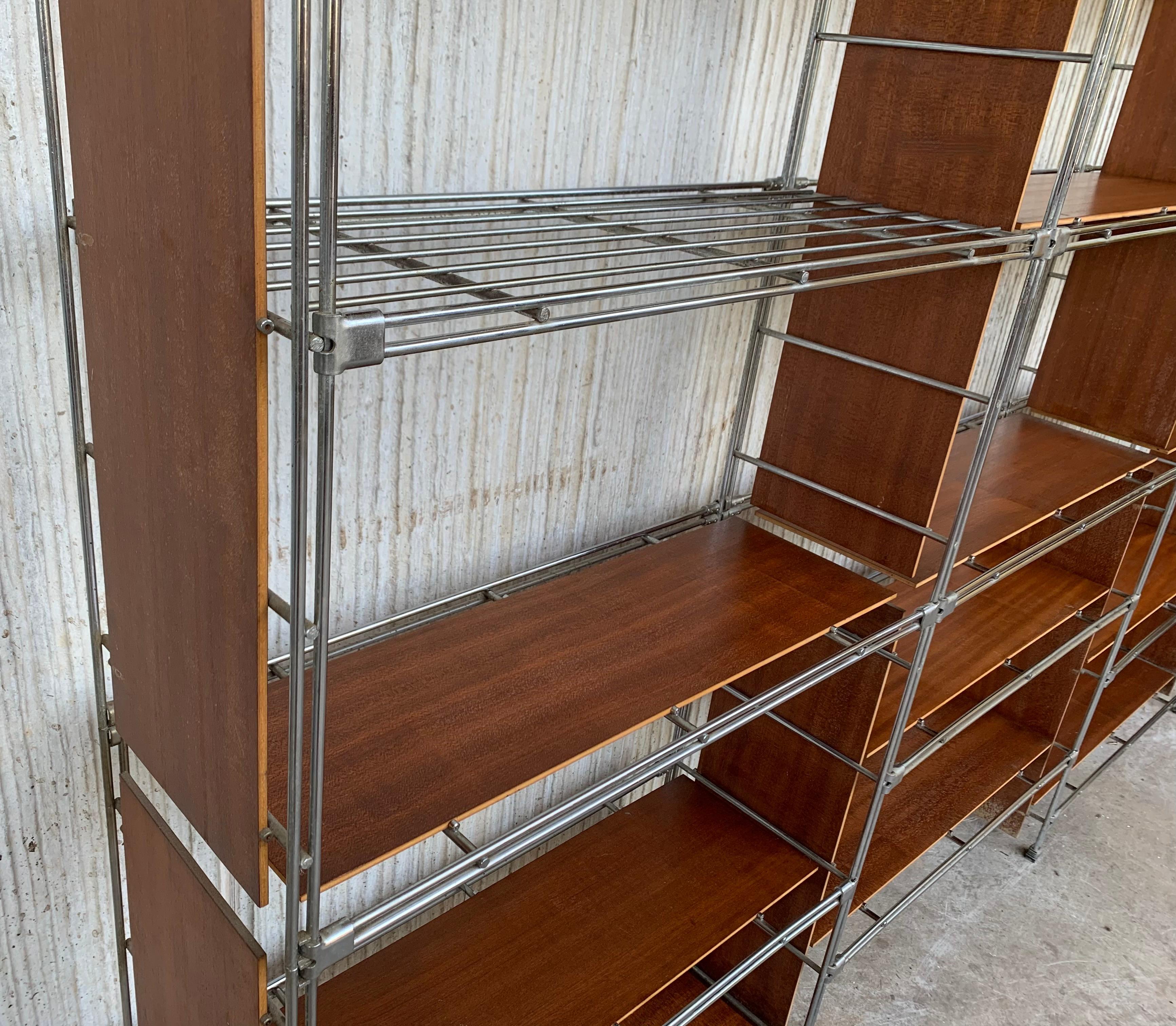 Nickel 20th Century Italian Industrial Library Shelving For Sale