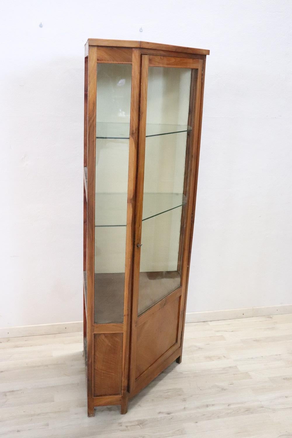 20th Century Italian Inlaid Walnut Corner Cupboard or Corner Cabinet 3