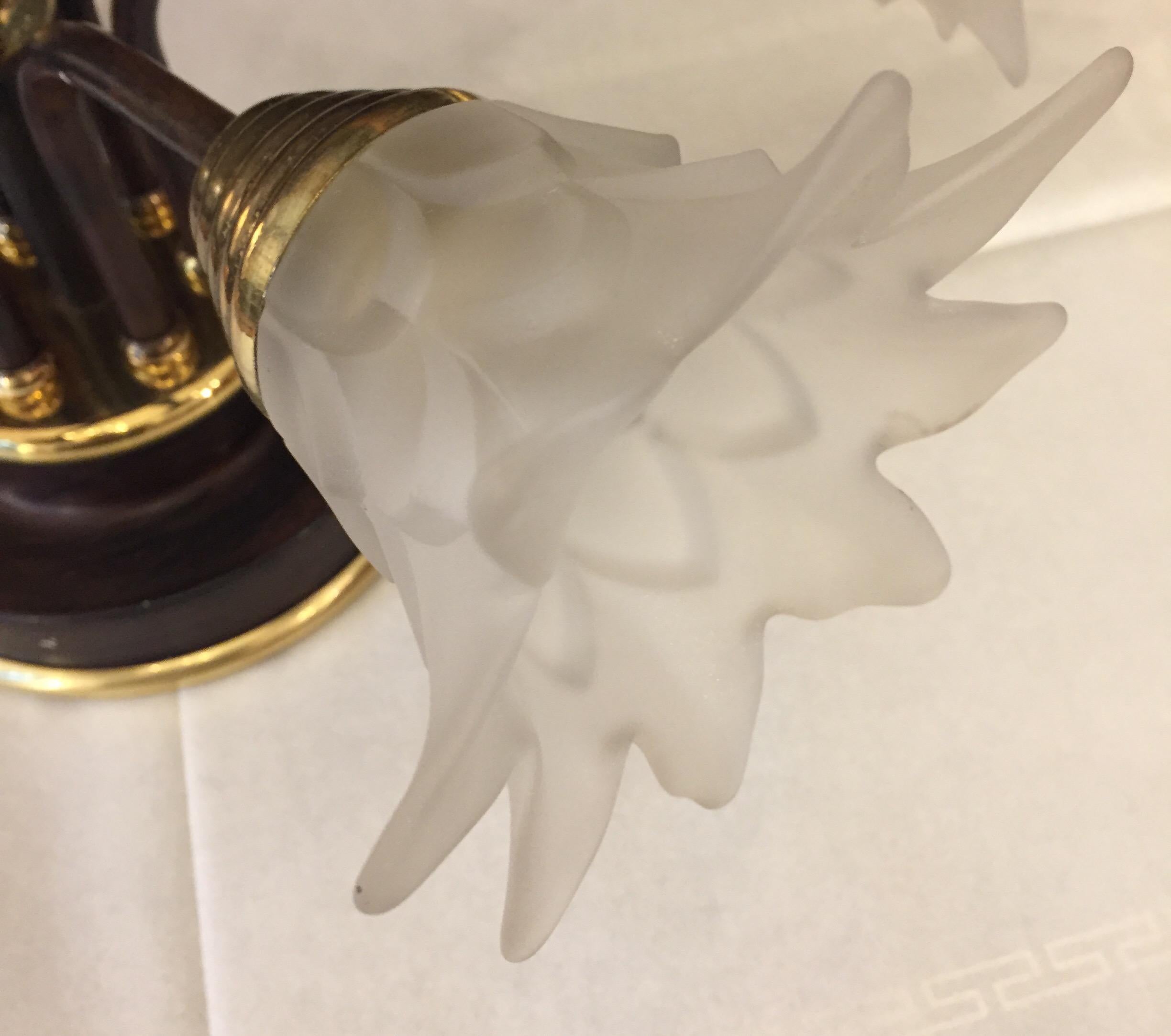 Plafoniera Fiorentina a Sei Luci en Ferro e Fiori en Vetro Murano di Banci en vente 2