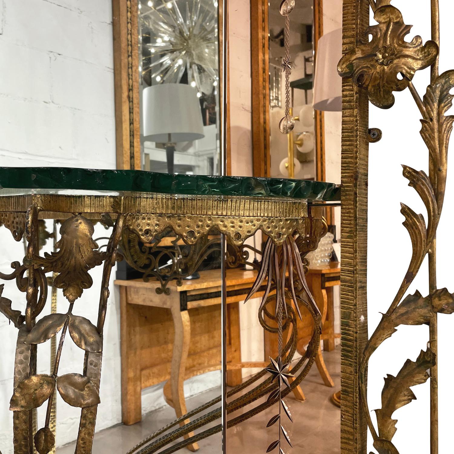 20th Century Italian Iron Floor Glass Mirror, Console Table by Pier Luigi Colli For Sale 3