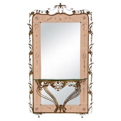 Italienischer eiserner Bodenglasspiegel des 20. Jahrhunderts, Konsolentisch von Pier Luigi Colli