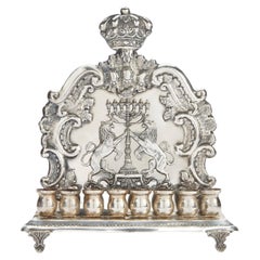 20th Century Italian Judaica Silver Hanukkah Lamp Menorah