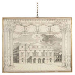20th Century Italian La Scala Milano Drawing by Piero Fornasetti