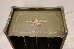 20th Century Italian Lacquered and Painted Wood Side Table with Magazine Rack