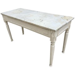 20th Century Italian Lacquered Table with Carrara Marble Top, 1950s