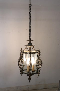 20th Century Italian Lantern in Glass and Bronze