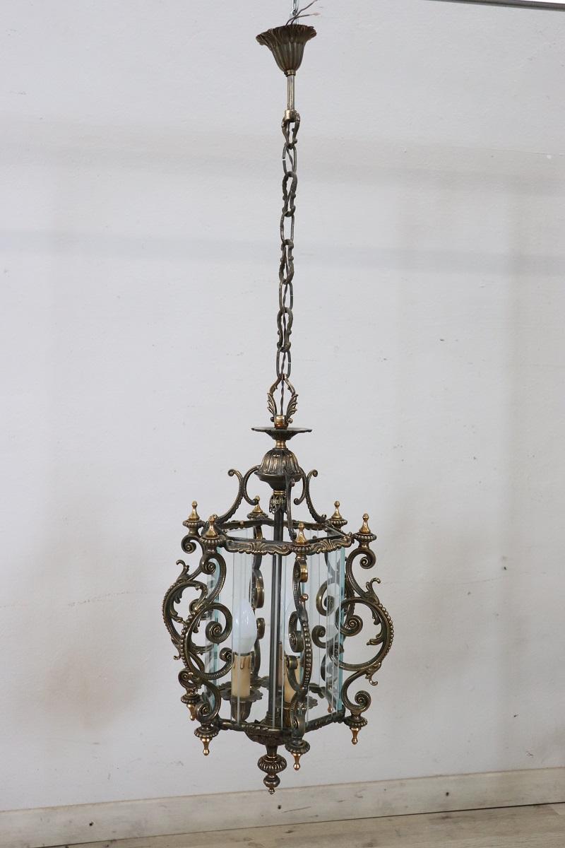 20th Century Italian Lantern in Glass and Bronze In Good Condition For Sale In Casale Monferrato, IT