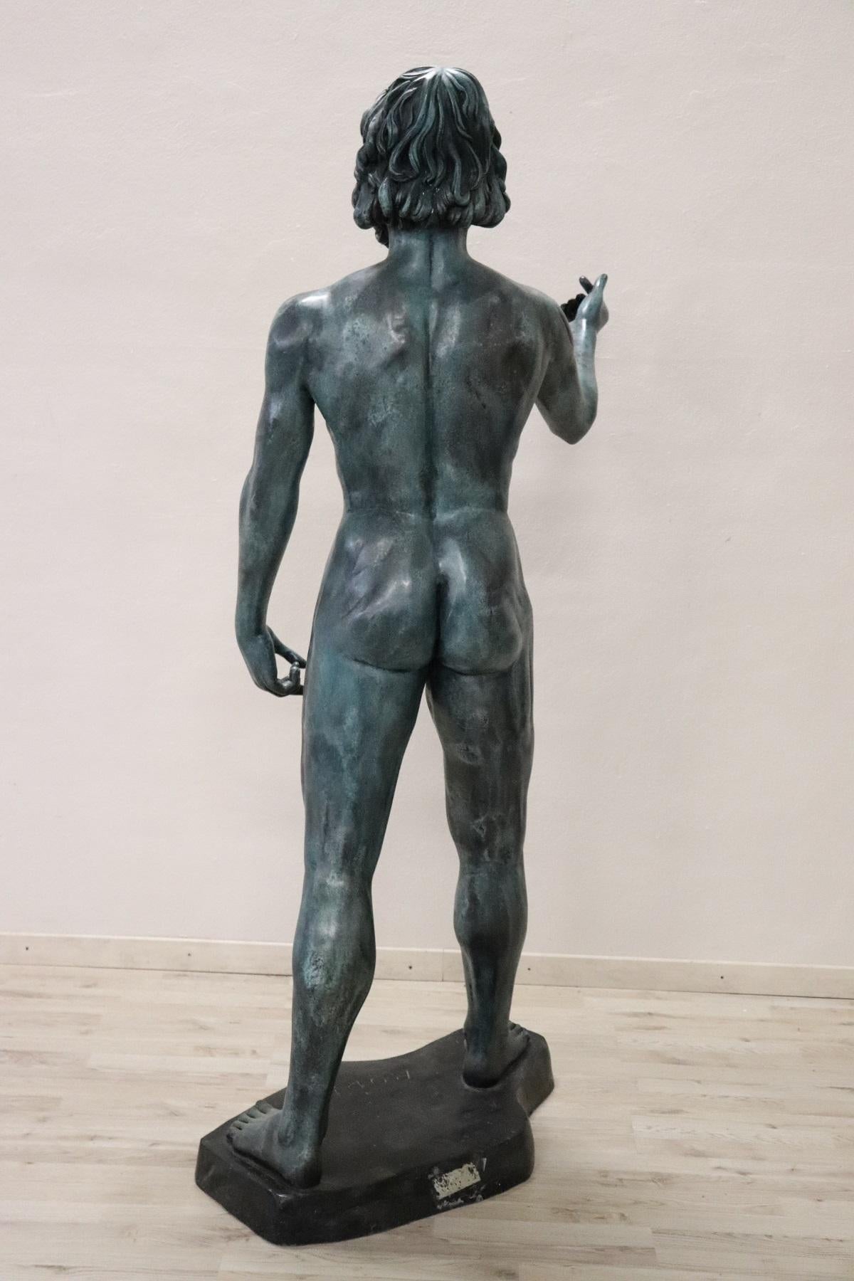 20th Century Italian Large Bronze Statue in Hellenistic Greek Style 6