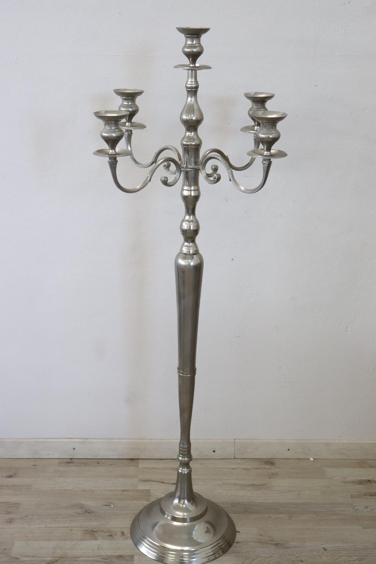20th Century Italian Large Candelabrum in Forged Metal In Excellent Condition In Casale Monferrato, IT