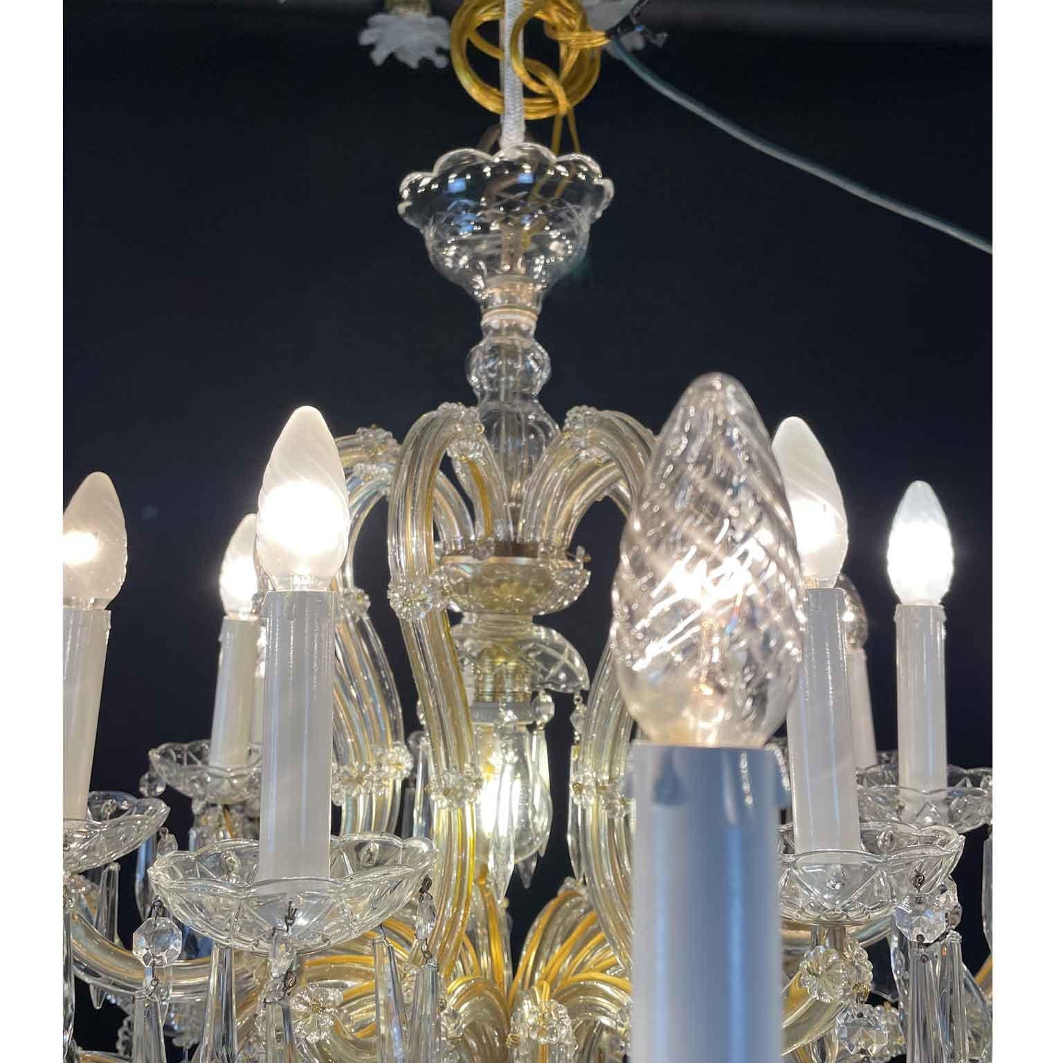 20th Century Italian Large Crystal Chandelier Hollywood Regency Style 22 Lights 10