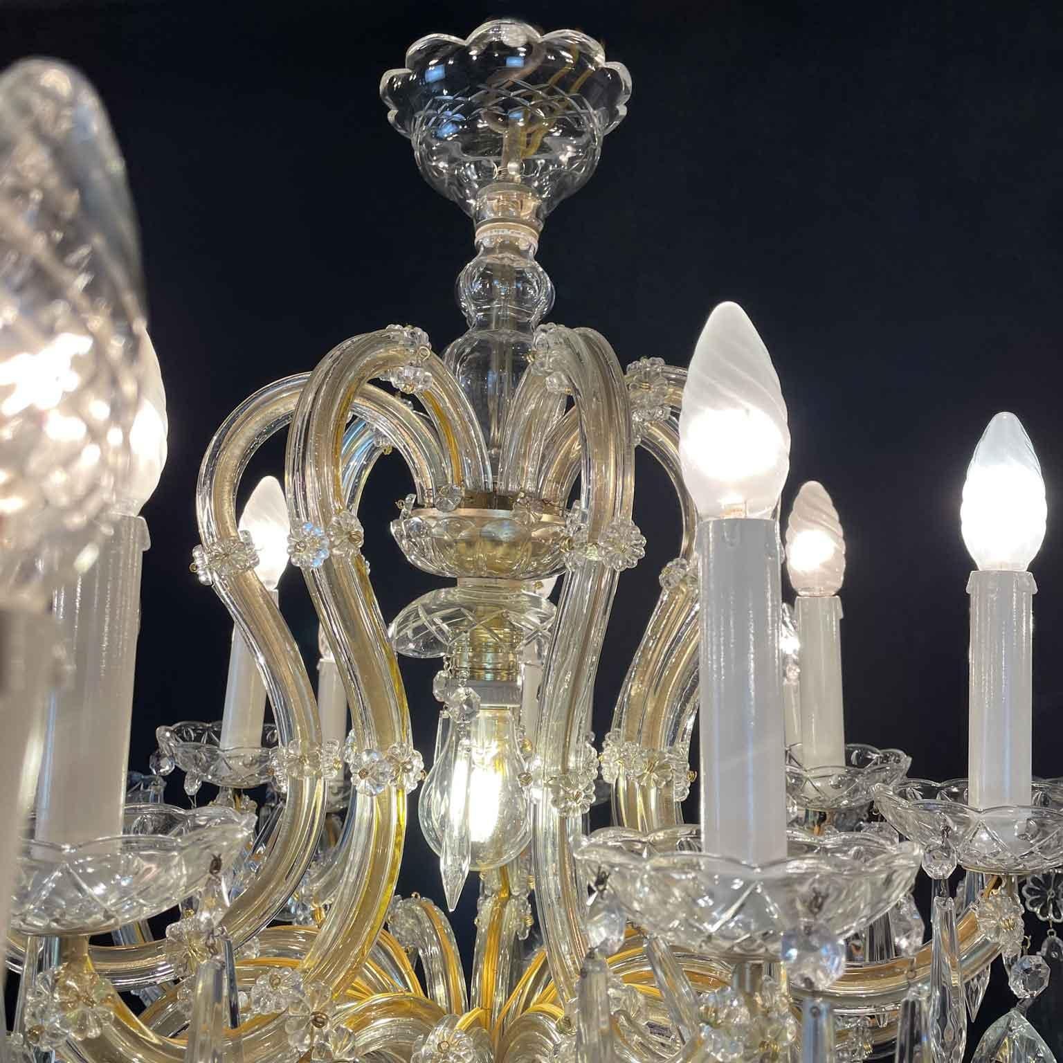 20th Century Italian Large Crystal Chandelier Hollywood Regency Style 22 Lights 12