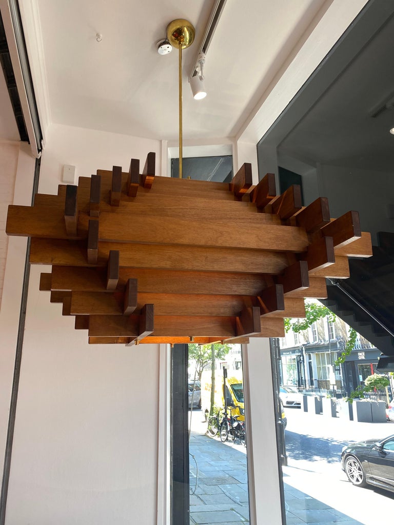 20th Century Italian Large Geometric Wooden Ceiling Pendants at 1stDibs