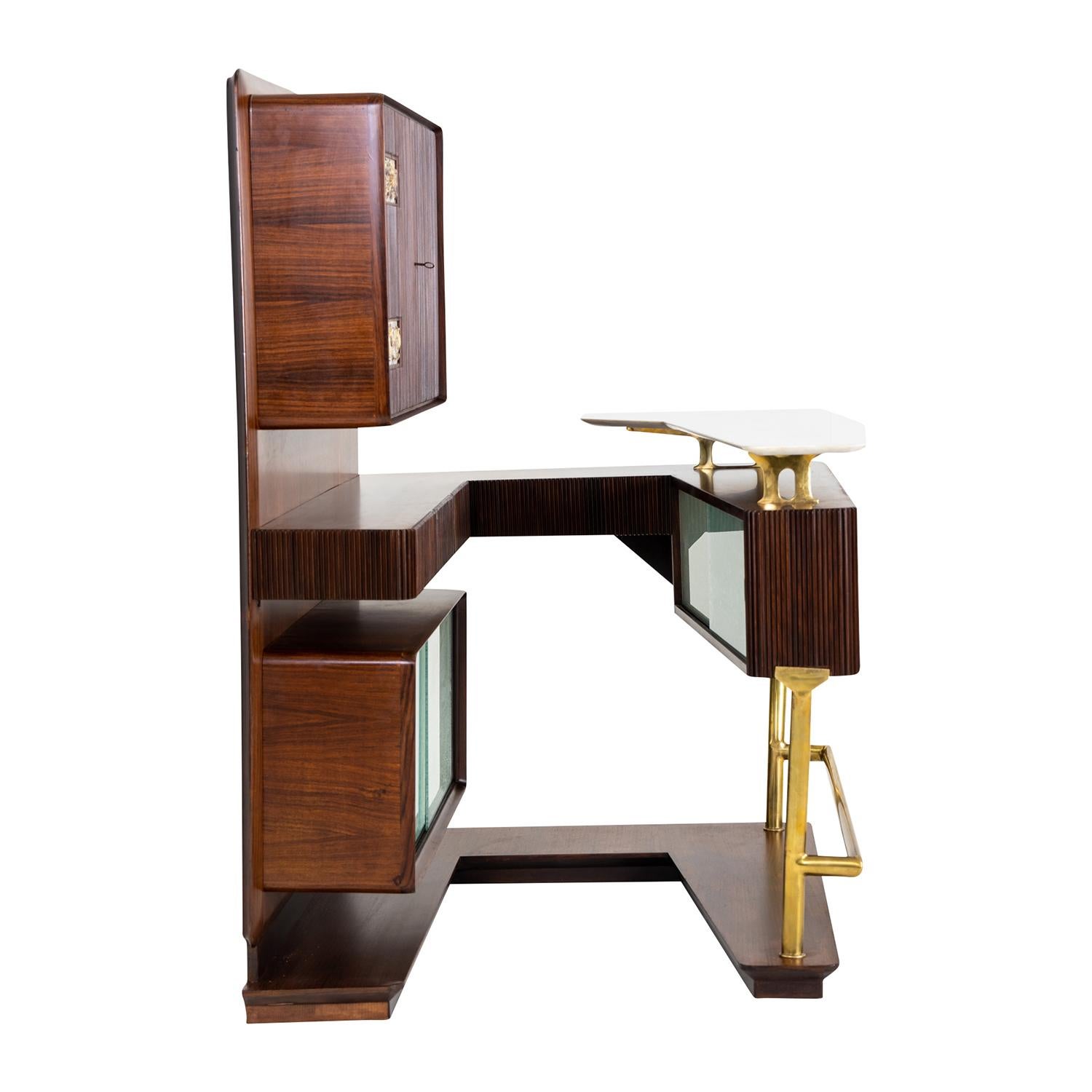 20th Century Italian Large Mahogany Cocktail Bar Attributed to Osvaldo Borsani In Good Condition For Sale In West Palm Beach, FL
