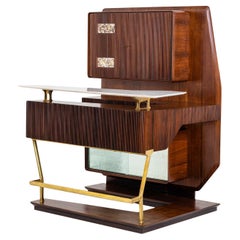 Retro 20th Century Italian Large Mahogany Cocktail Bar Attributed to Osvaldo Borsani