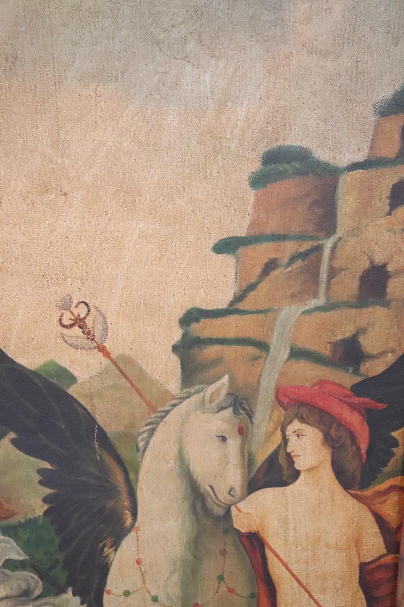 20th Century Italian Large Oil Painting on Canvas, Mythological Scene For Sale 6