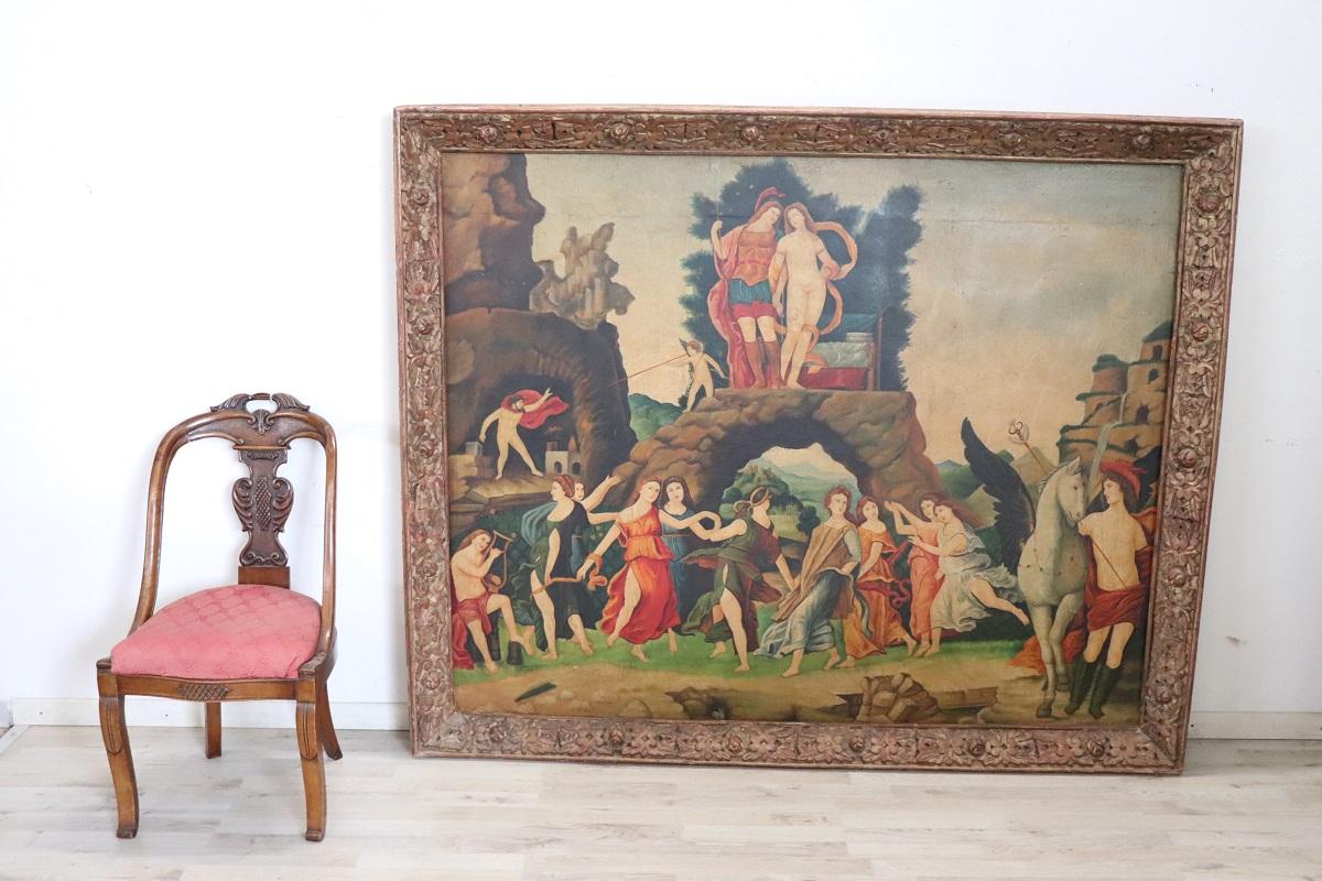 20th Century Italian Large Oil Painting on Canvas, Mythological Scene For Sale 14